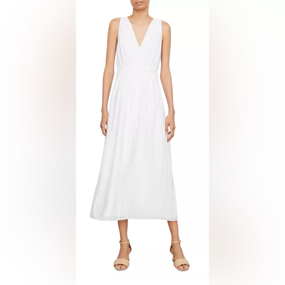 NWT Vince. V Neck Pleated Midi Dress
